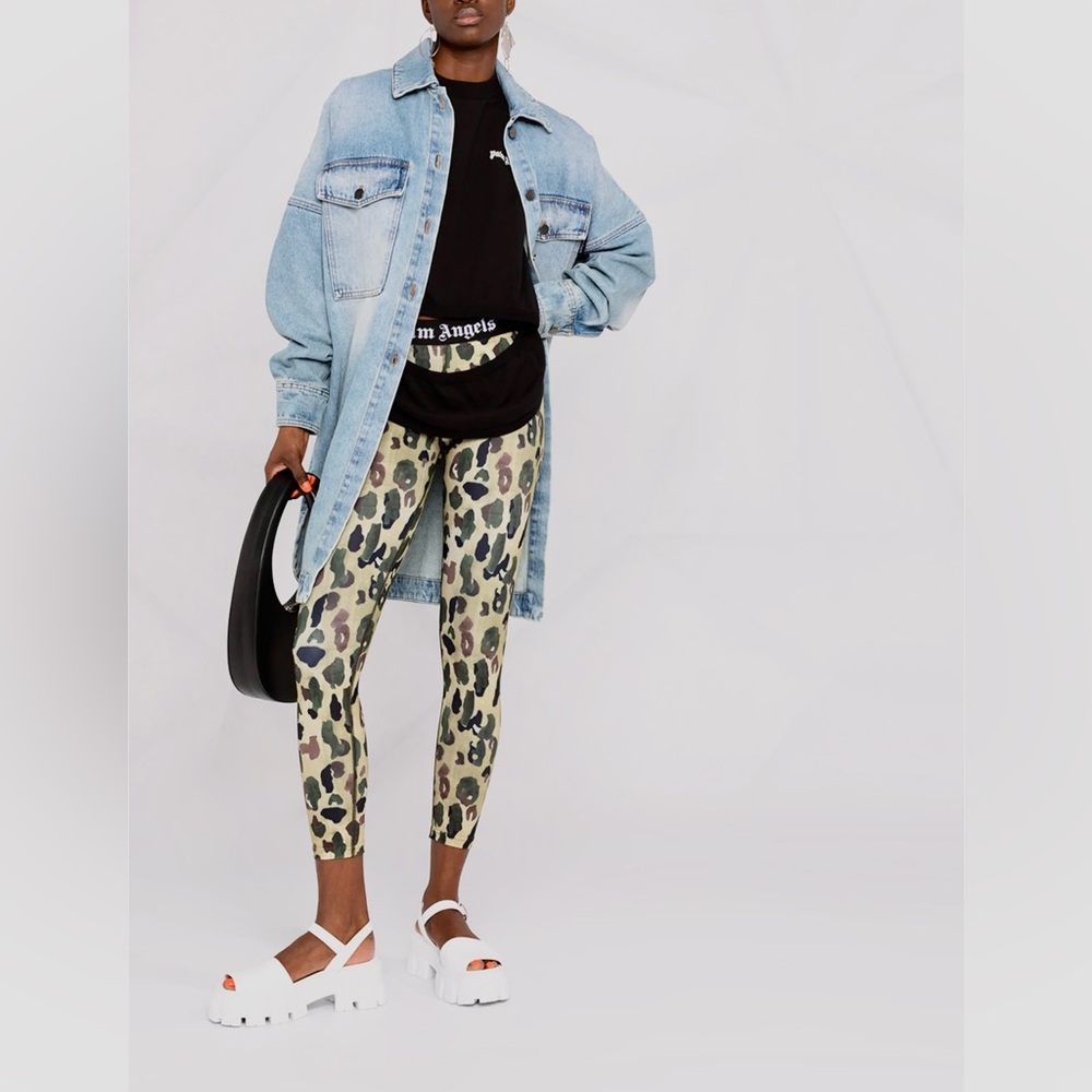 Palm Angels Camoflauge logo-waistband leggings